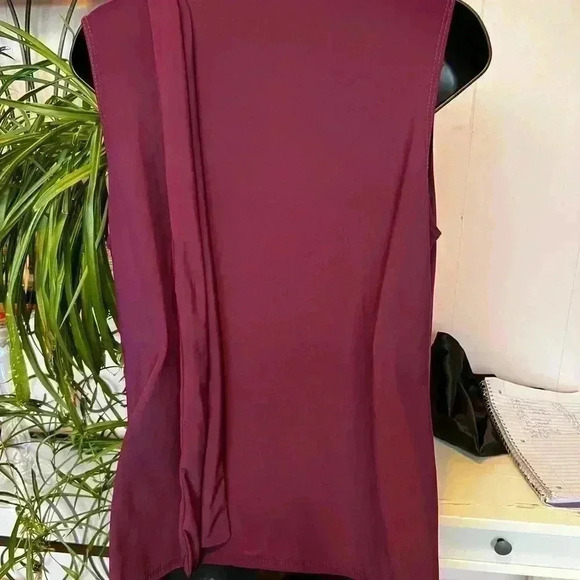Tiffany & Grey Petite XL Burgundy Tie-Neck Flowy Blouse - Picture 2 of 4